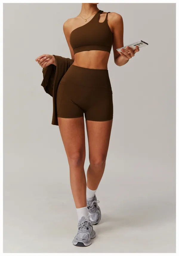 Apex One Shoulder Brown Shorts - Image 4