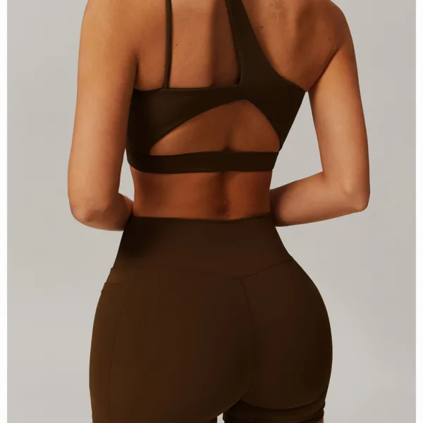 Apex One Shoulder Brown Bra