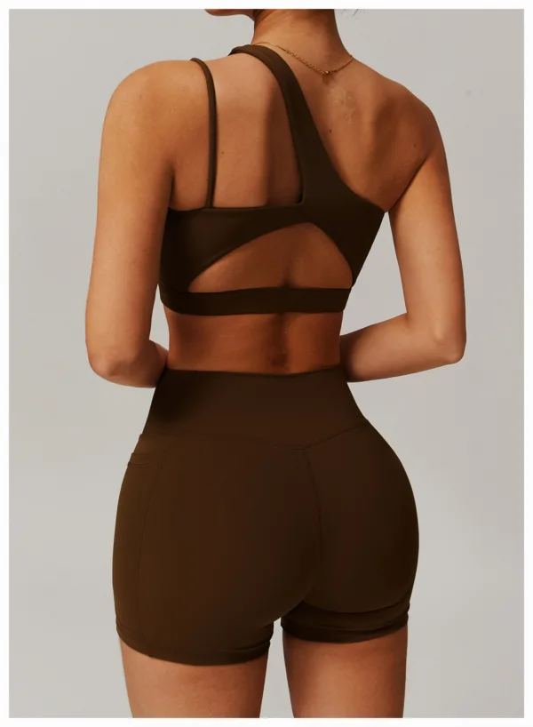 Apex One Shoulder Brown Bra