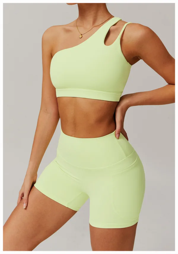 Apex One Shoulder Lime Bra - Image 2