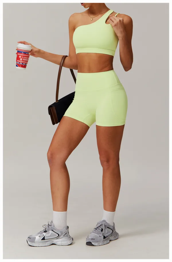 Apex One Shoulder Lime Bra - Image 3