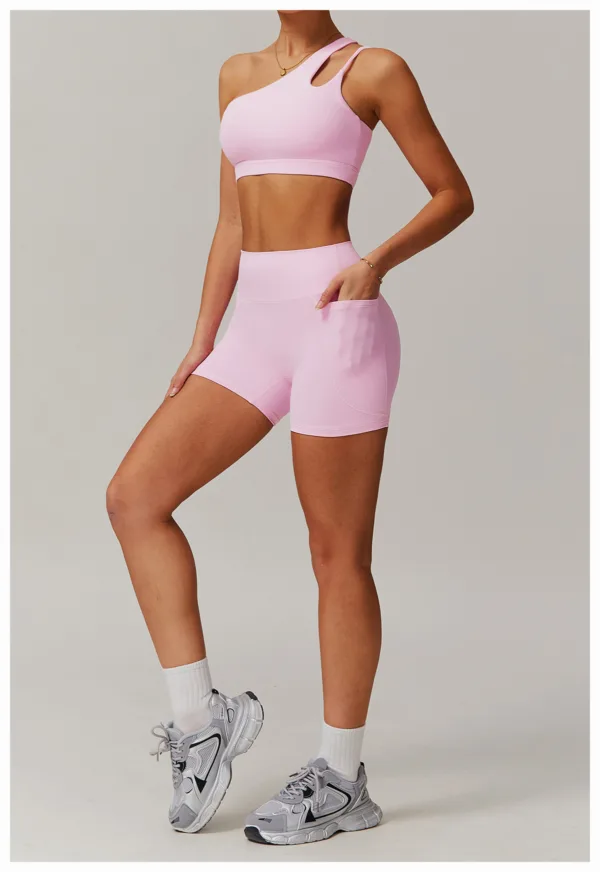 Apex One Shoulder Pink Shorts