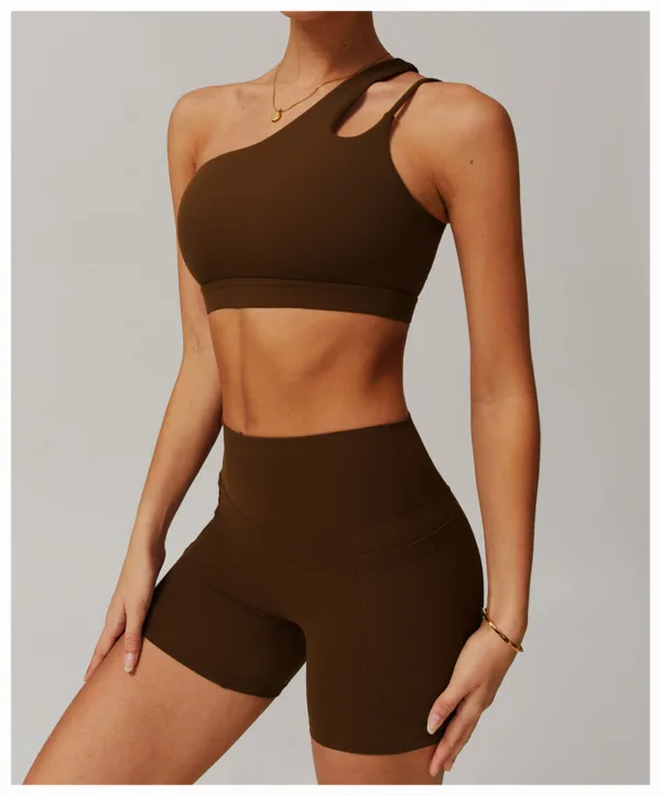 Apex One Shoulder Brown Shorts - Image 3