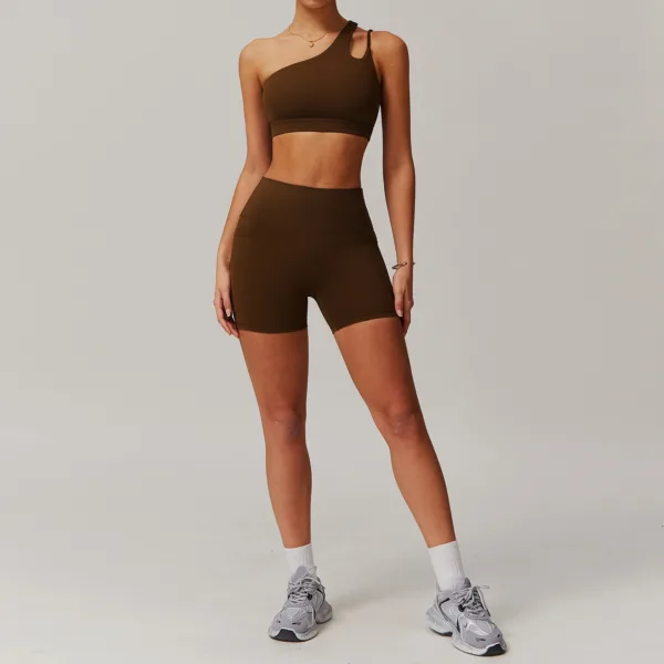 Apex One Shoulder Brown Shorts - Image 5