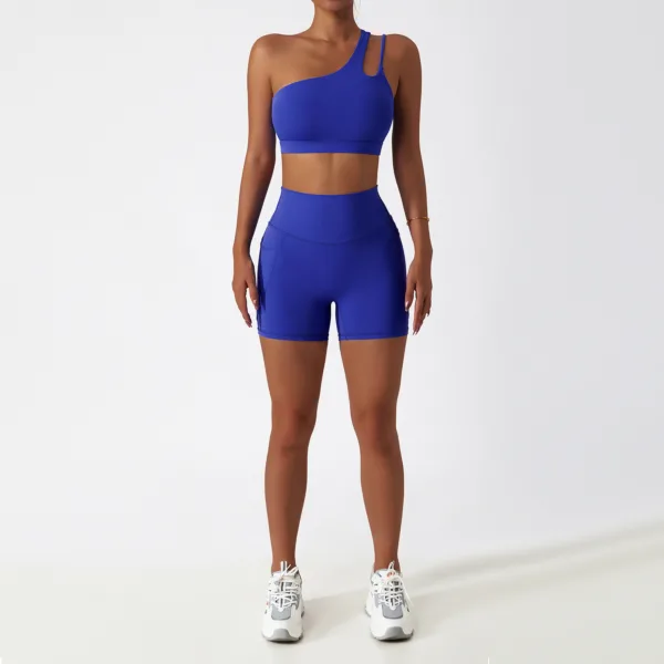Apex One Shoulder Blue Shorts
