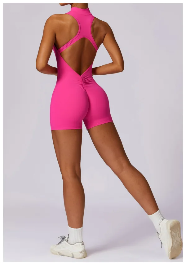 Luxe Open Back Hot Pink Playsuit - Image 2