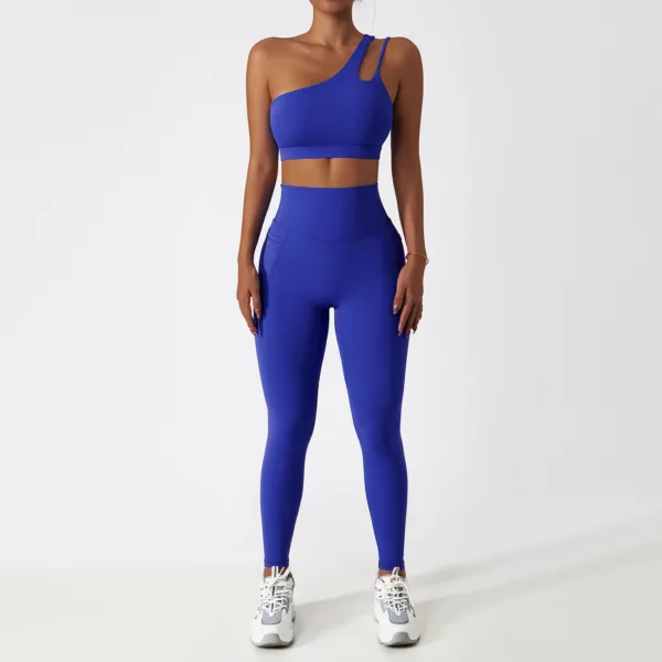 Apex One Shoulder Blue Bra