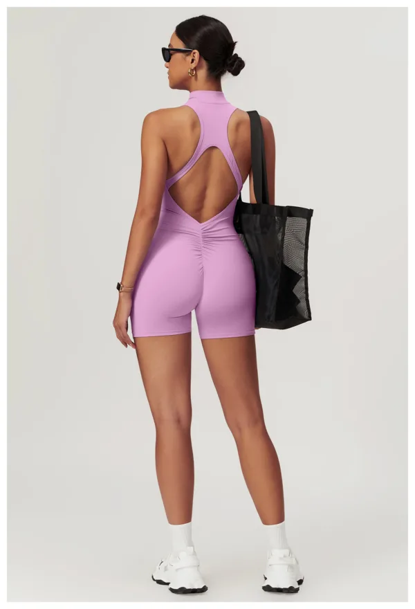 Luxe Open Back Pink Playsuit - Image 2