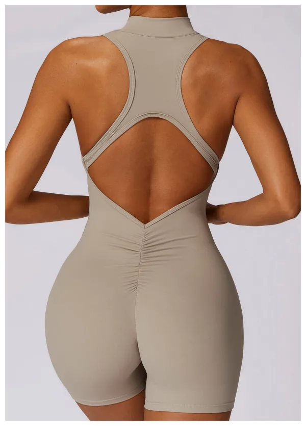 Luxe Open Back Latte Playsuit - Image 2