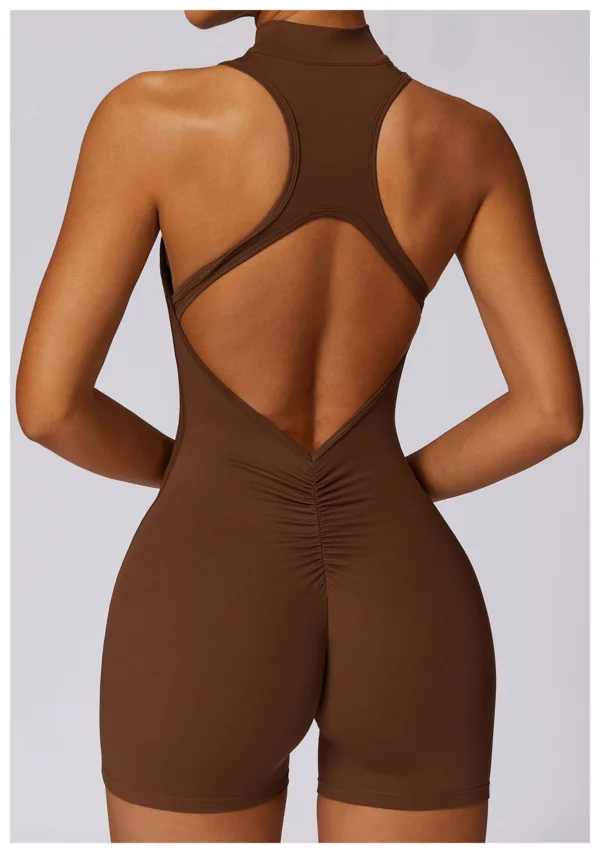 Luxe Open Back Brown Playsuit - Image 2