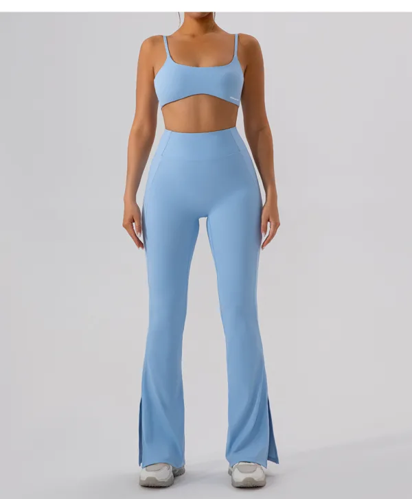 Soft Motion Sky Blue Flare Trousers