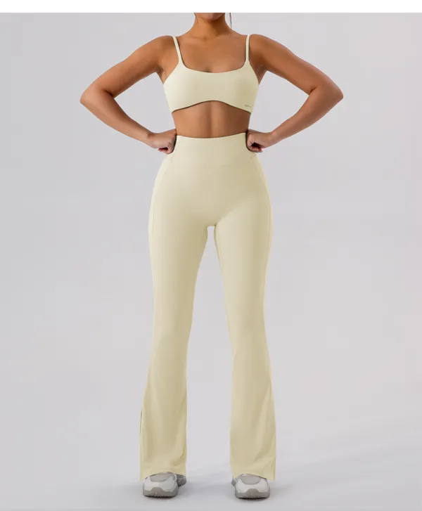 Soft Motion Cream Flare Trousers - Image 2